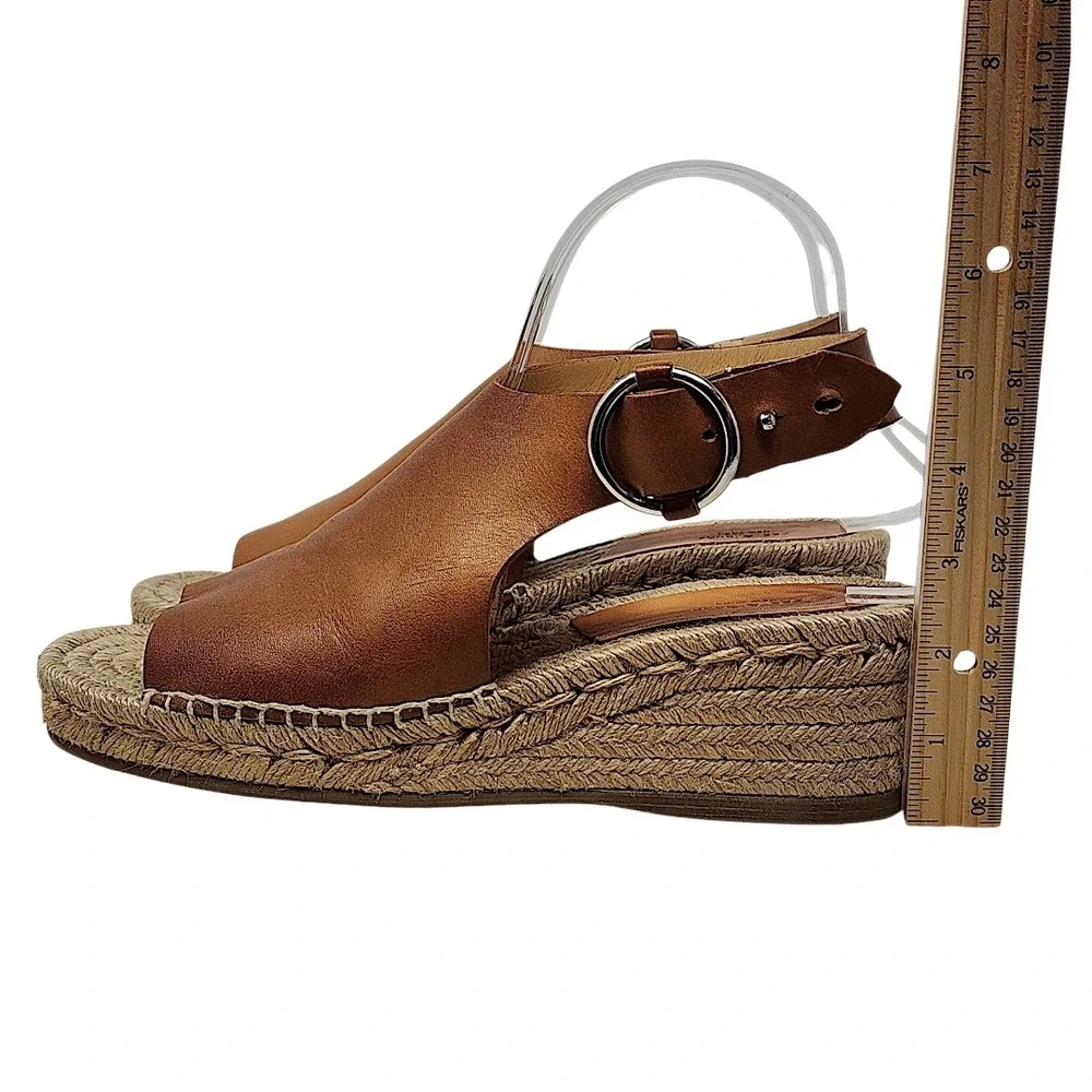 Rag & Bone Wedge Espadrille Sandals 38.5‎ 8.5 Wom Calla Tan Leather Buckle Spain